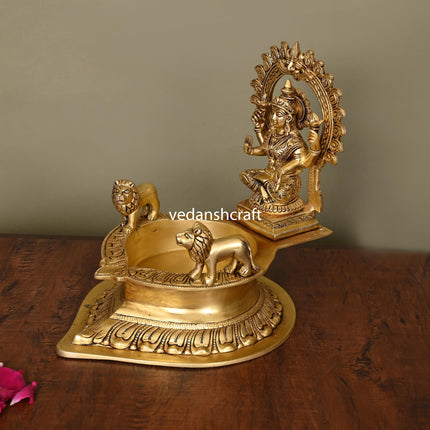 Brass Lakshmi Vilaku Diya/Lamp (10 Inch)