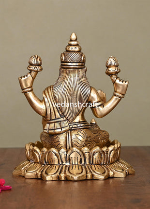 Brass Superfine Lotus Goddess Lakshmi Idol (5.5 Inch)