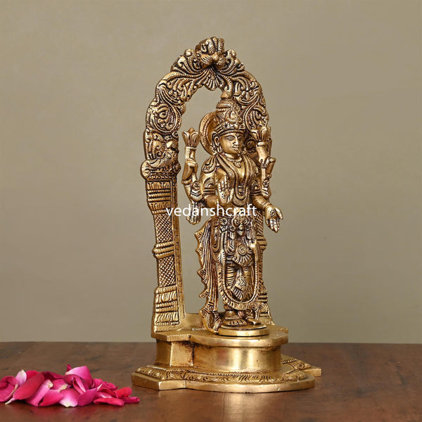 Brass Superfine Standing Goddess Lakshmi Idol (9 Inch)