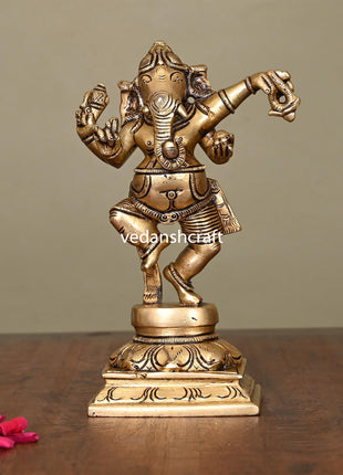 Brass Superfine Dancing Ganesha Idol (6.2 Inch)