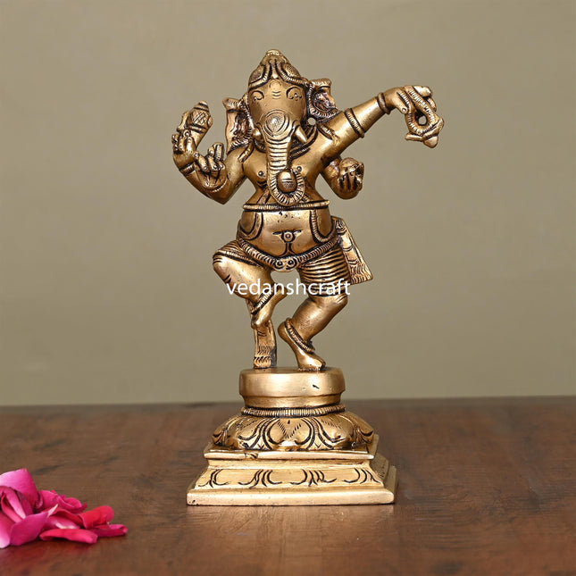 Brass Superfine Dancing Ganesha Idol (6.2 Inch)