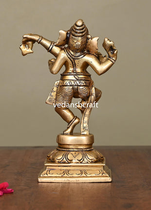 Brass Superfine Dancing Ganesha Idol (6.2 Inch)