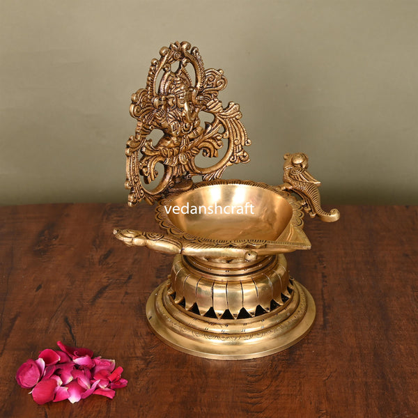 Brass Superfine Ganesha Diya/Lamp (9.8 Inch)