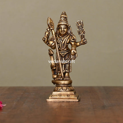 Brass Superfine Lord Murugan/Kartikeya Idol (4")