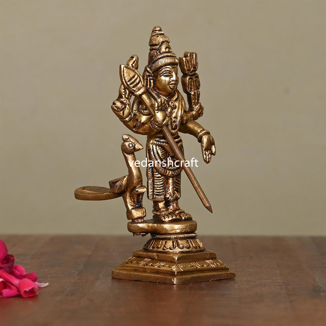 Brass Superfine Lord Murugan/Kartikeya Idol (4")