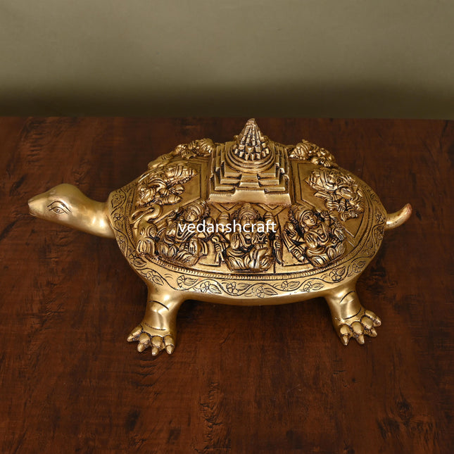Brass Superfine Ashtalakshmi Shree Yantra Tortoise (6 Inch)
