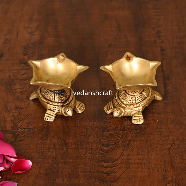 Brass Tortoise Oil Diya Pair (1.5 Inch)