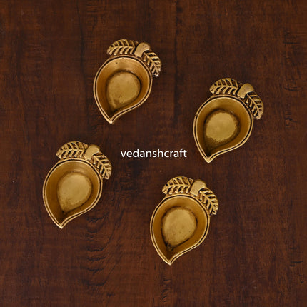 Brass Mango Shape Diya Set Of Four