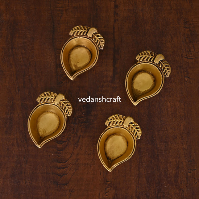 Brass Mango Shape Diya Set Of Four