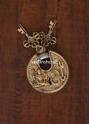 Brass Shiva Om Round Door Lock (3 Keys)