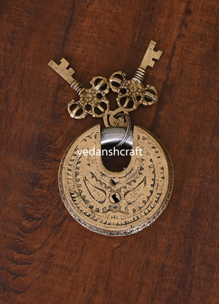 Brass Shiva Om Round Door Lock (3 Keys)