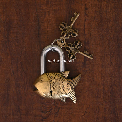 Brass Fish Door Lock With Two Keys (3.5 Inch)