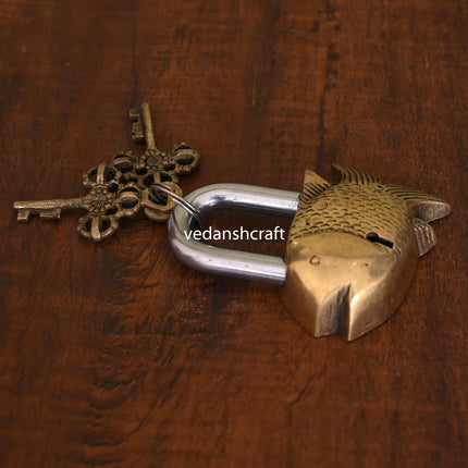 Brass Fish Door Lock With Two Keys (3.5 Inch)