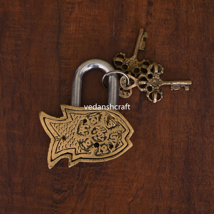 Brass Fish Door Lock With Two Keys (3.5 Inch)