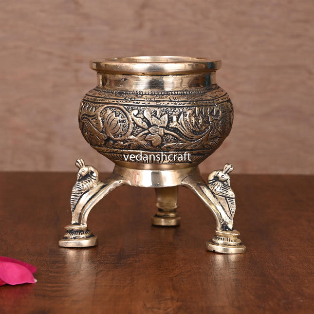 Brass Ganga Kalash with Stand – 4.5 Inch | Sacred Puja Vessel