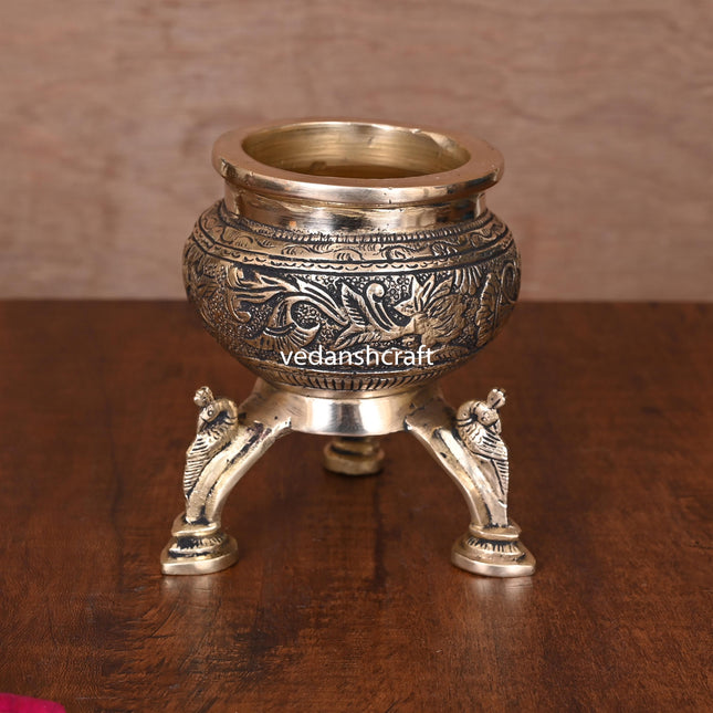 Brass Ganga Kalash with Stand – 4.5 Inch | Sacred Puja Vessel