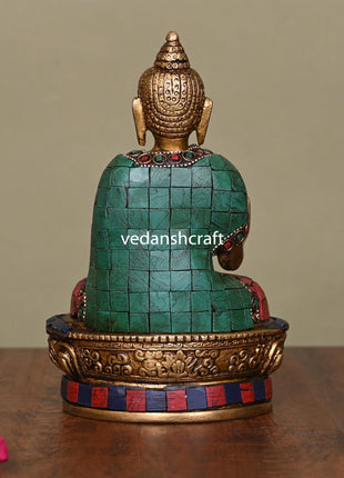 Brass Stone Work Blessing Buddha (7 Inch)