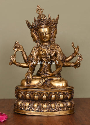 Brass Three Face Tara Idol (14.5 Inch)