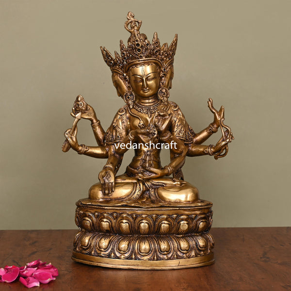 Brass Three Face Tara Idol (14.5 Inch)