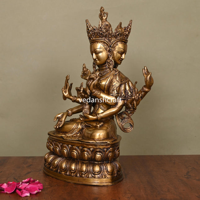 Brass Three Face Tara Idol (14.5 Inch)