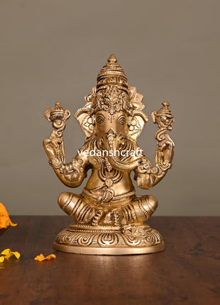 Brass Lord Ganesha Idol (7.5 Inch)