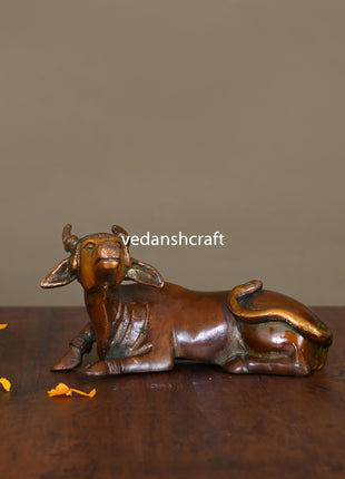 Brass Sitting Cow Idol (3 Inch)