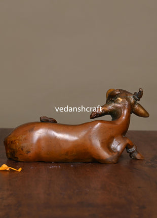 Brass Sitting Cow Idol (3 Inch)