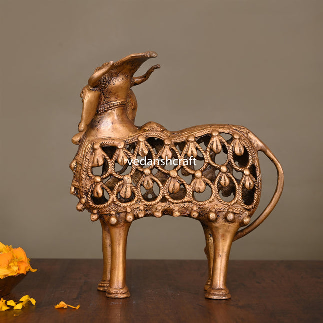 Brass Standing Jali Nandi Idol (9.5 Inch)