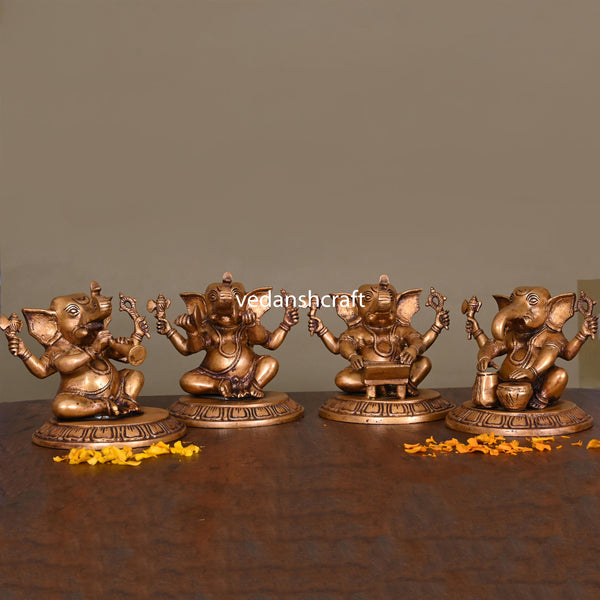 Brass Musical Ganesha Set (5.5 Inch)