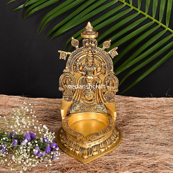 Brass Mookambika Devi Diya/Lamp (12 Inch)