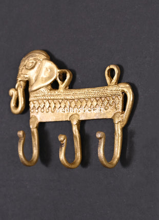 Brass Elephant Wall Key Hanger (4.2 Inch)