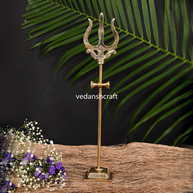 Brass Shiva'S Damru Trishul (10 Inch)