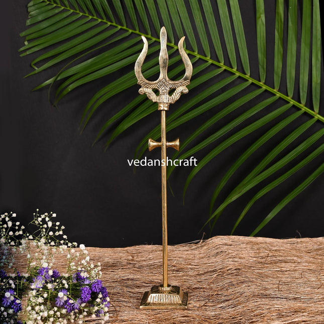 Brass Shiva'S Damru Trishul (10 Inch)