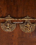 Brass Ganesha And Lakshmi Wall Hanging Set (8 Inch)