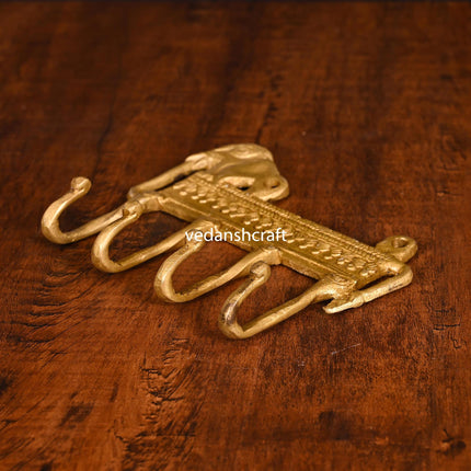 Brass Elephant Wall Key Hanger (5 Inch)