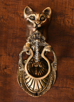 Brass Cat Door Knocker (8.5 Inch)