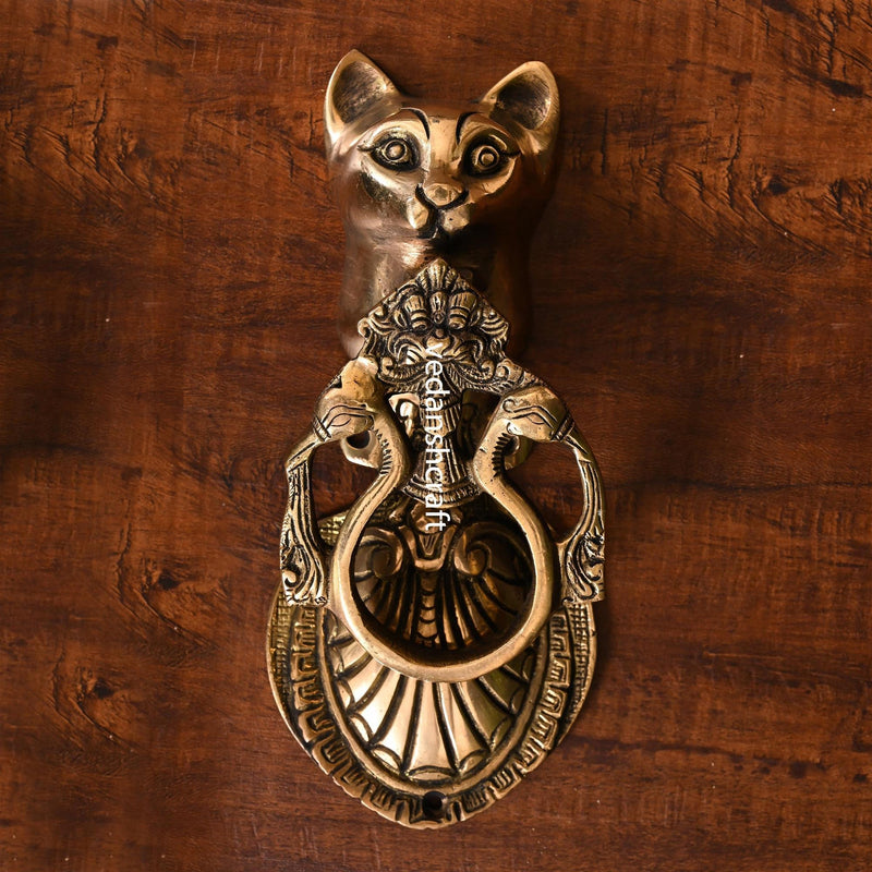 Brass Cat Door Knocker (8.5 Inch) Vedansh Craft