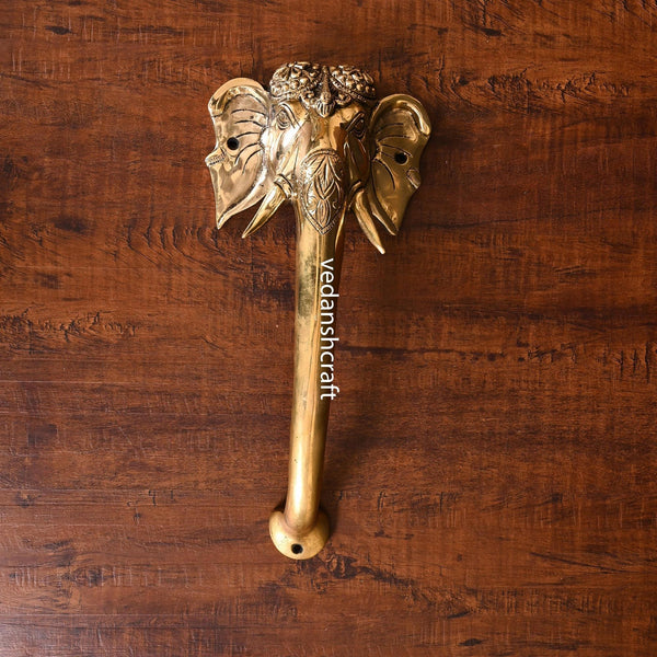 Brass Ganesha Face Door Handle (11.5 Inch