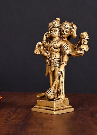 Brass Panchmukhi Hanuman Idol (6 Inch)