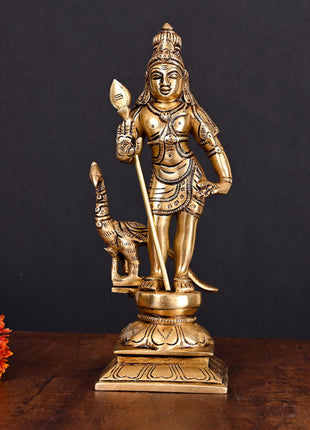 Brass Superfine Lord Murugan/Kartikeya Idol (10 Inch)