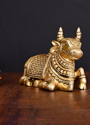 Brass Sitting Shiva Nandi Idol (5 Inch)