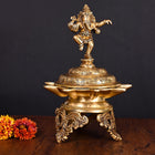 Brass Superfine Dancing Ganesha 9 Petal Lamp (12 Inch)