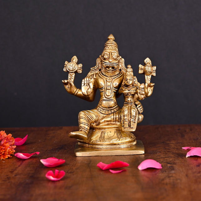 Brass Lakshmi Narasimha Superfine Idol (5.2 Inch)