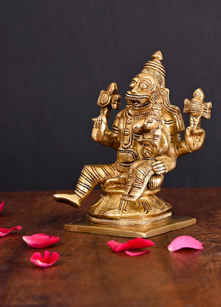 Brass Lakshmi Narsimha Superfine Idol (5.2 Inch)