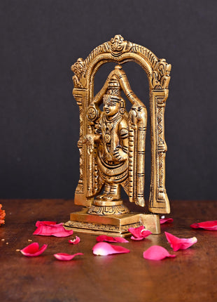 Brass Superfine Frame Tirupati Balaji/Venkateshwar Idol (6.5 Inch)