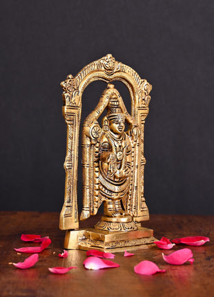 Brass Superfine Frame Tirupati Balaji/Venkateshwar Idol (6.5 Inch)