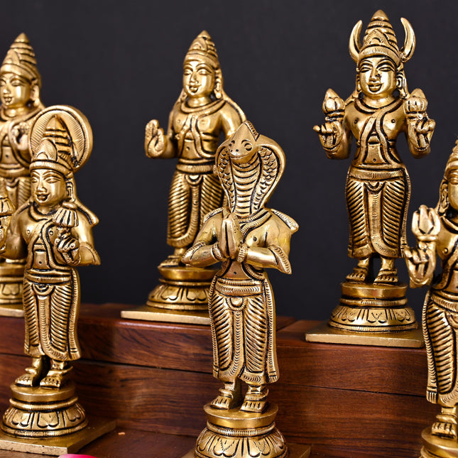 Brass Superfine Navagraha Idols Set (5.3 Inch)