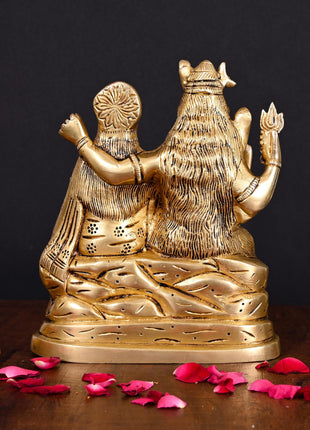 Brass Shiva Family Statue (8 Inch)