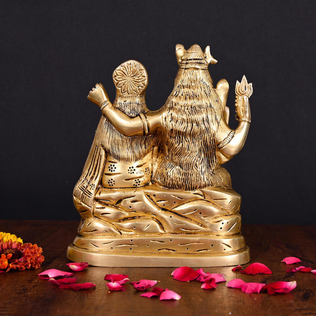 Brass Shiva Family Statue (8 Inch)