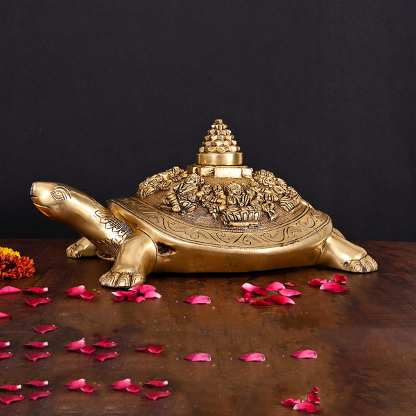 Brass Ashtalakshmi Shree Yantra Tortoise (6 Inch)